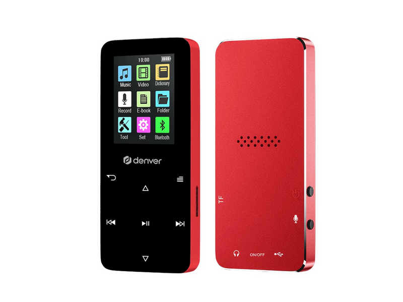 DENVER MP-1830R RED - MP4 media player with built-in bluetooth and rechargeable battery - MP3 Spieler 4 GB