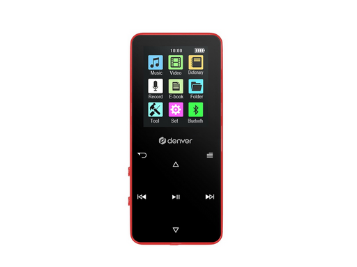 DENVER MP-1830R RED - MP4 media player with built-in bluetooth and rechargeable battery - MP3 Spieler 4 GB