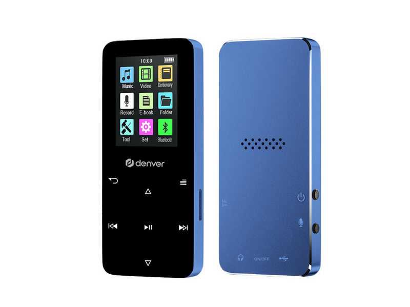 DENVER MP-1830BU BLUE - MP4 media player with built-in bluetooth and rechargeable battery - MP3 Spieler 4 GB