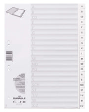 DURABLE Ordnerregister DIN A4 A-Z geprägt mit Deckblatt PP - 20-tlg.