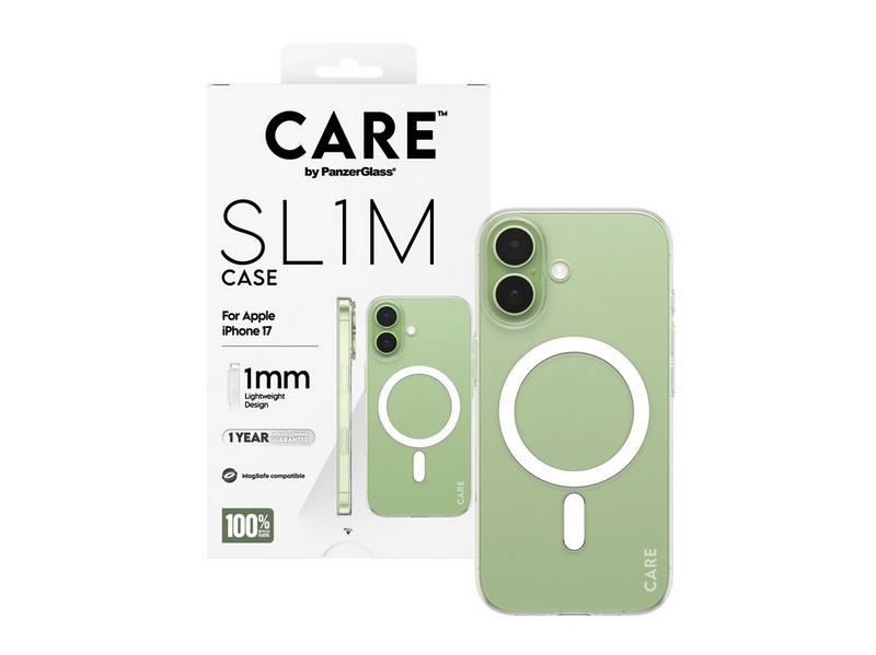 CARE by PanzerGlass SL1M Case Transparent w. MagSafe iPhone 17