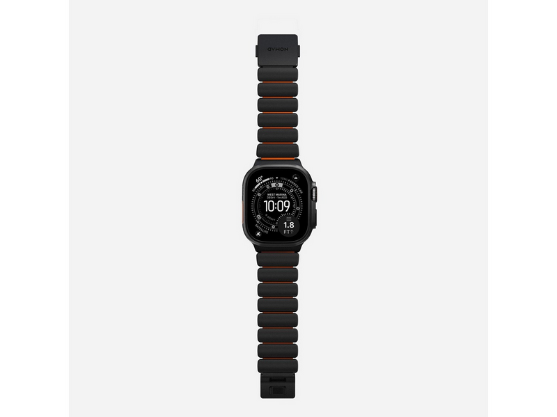 Nomad Stratos Band - 49mm | Black Titanium | Ultra Orange FKM