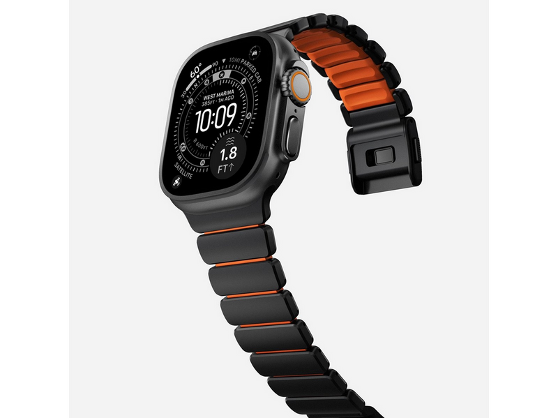 Nomad Stratos Band - 49mm | Black Titanium | Ultra Orange FKM