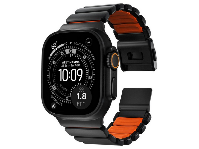 Nomad Stratos Band - 49mm | Black Titanium | Ultra Orange FKM