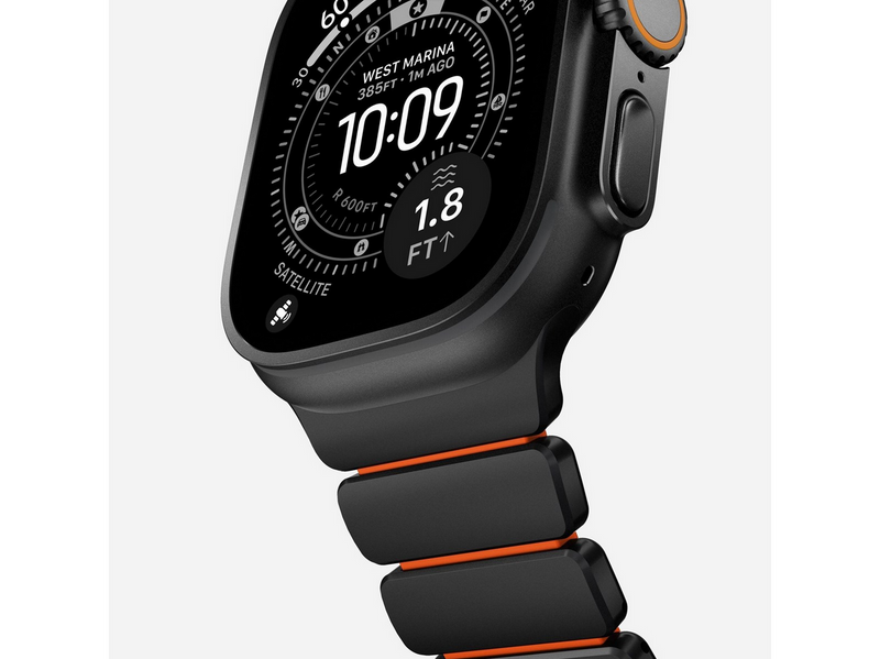 Nomad Stratos Band - 49mm | Black Titanium | Ultra Orange FKM