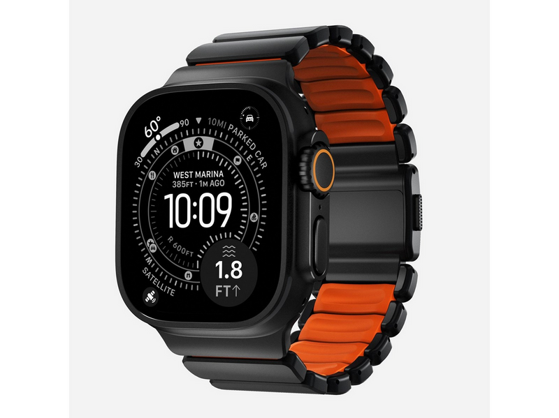 Nomad Stratos Band - 49mm | Black Titanium | Ultra Orange FKM