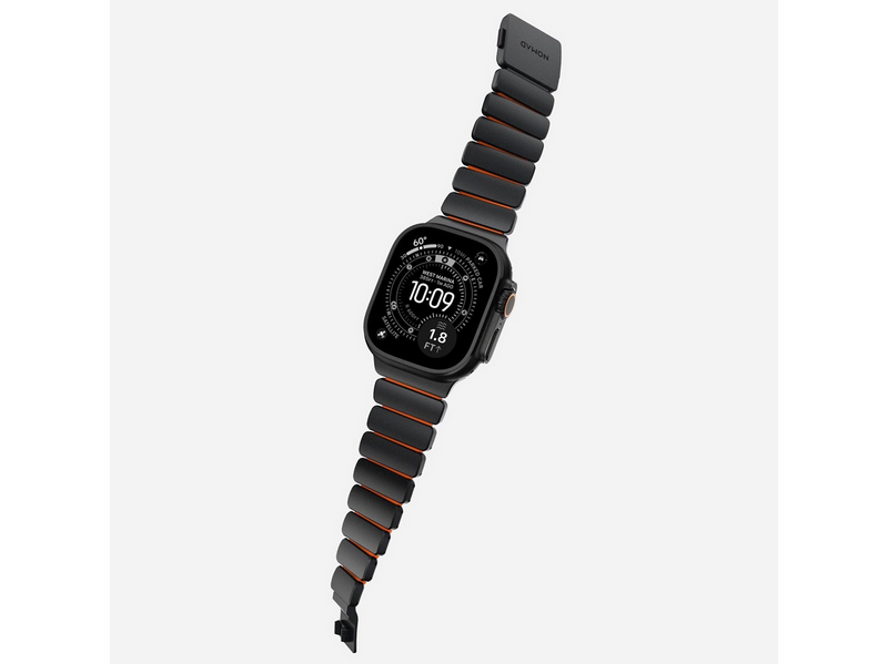 Nomad Stratos Band - 49mm | Black Titanium | Ultra Orange FKM