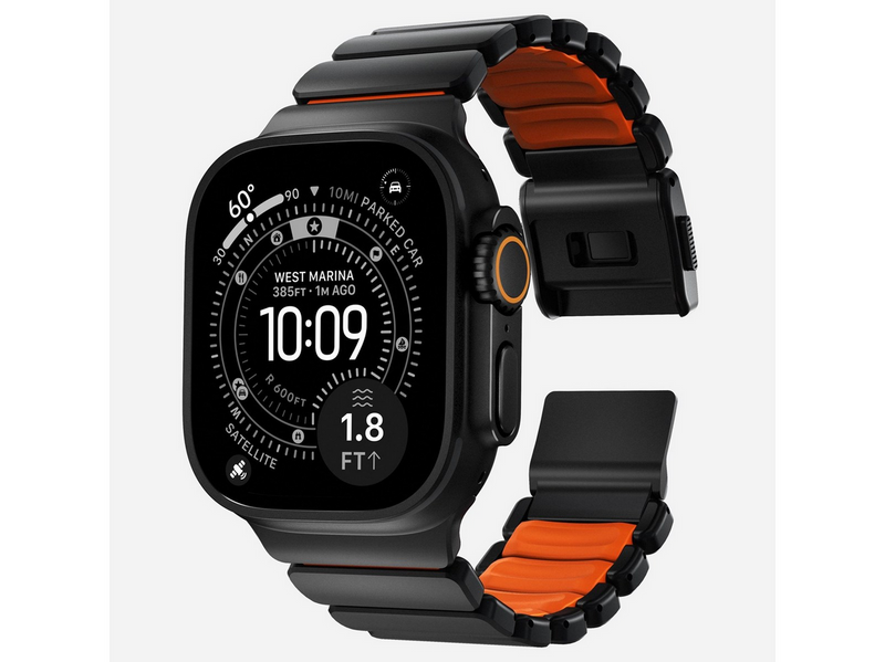 Nomad Stratos Band - 49mm | Black Titanium | Ultra Orange FKM