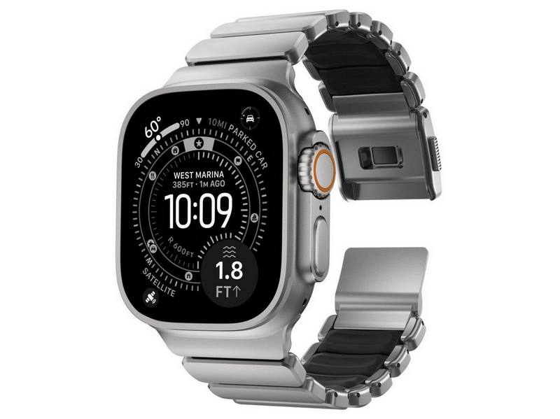 Nomad Stratos Band - 49mm | Natural Titanium | Black FKM
