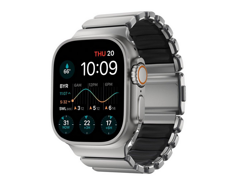 Nomad Stratos Band - 49mm | Natural Titanium | Black FKM
