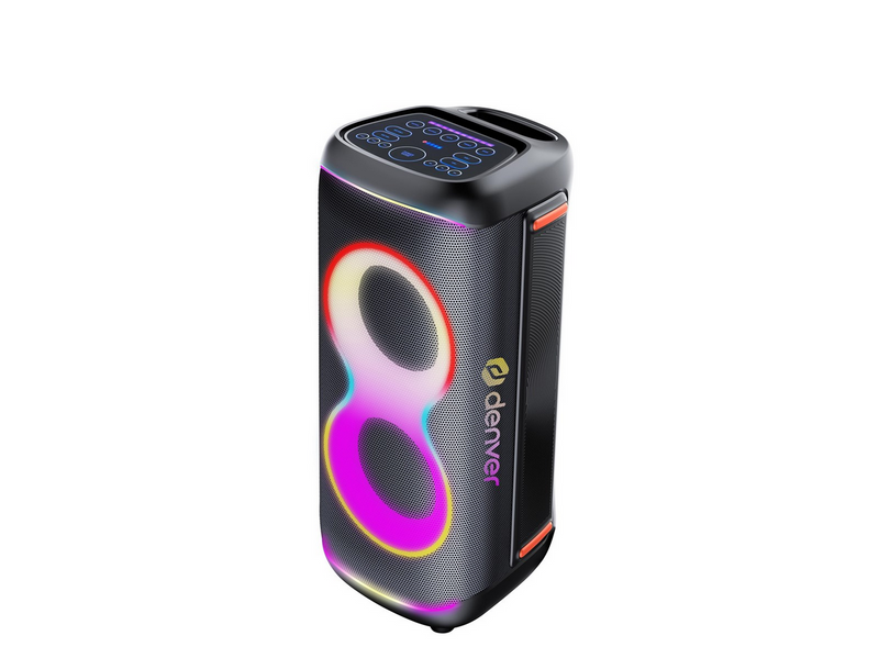 DENVER BPS-370 - Bluetooth Party Speaker with light function & 2 x 6.5" woofers - Black