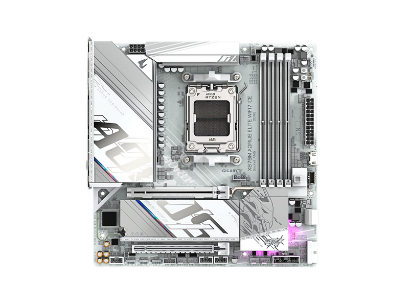 GIGABYTE X870M AORUS ELITE WIFI7 ICE Mainboard - AMD X870 - AMD AM5 - DDR5 RAM - Micro-ATX