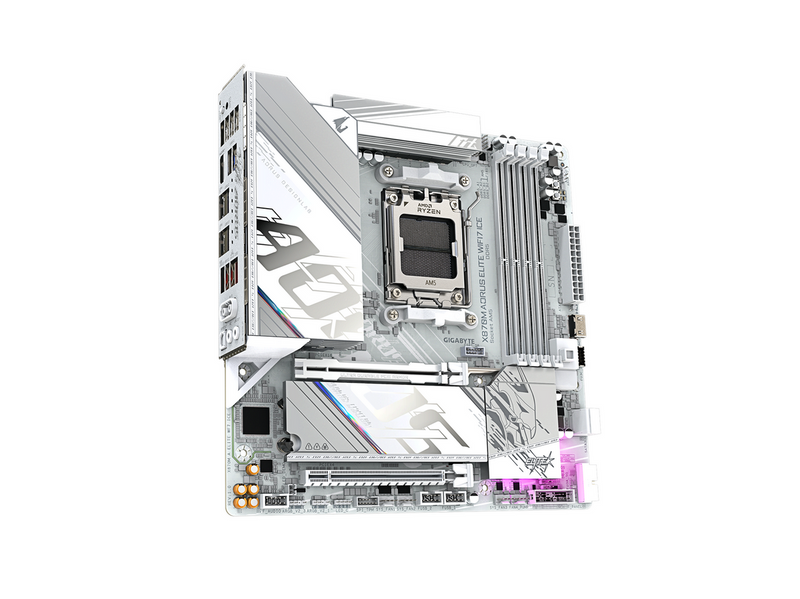 GIGABYTE X870M AORUS ELITE WIFI7 ICE Mainboard - AMD X870 - AMD AM5 - DDR5 RAM - Micro-ATX