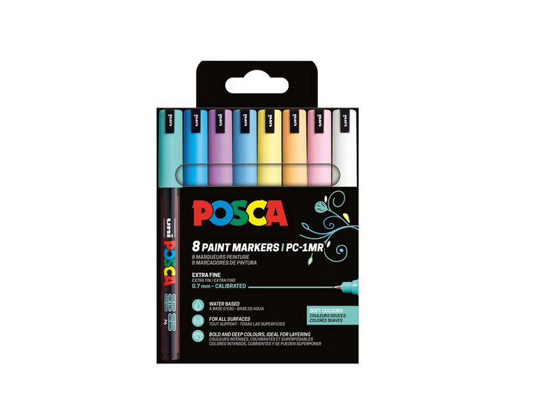 POSCA Marker sæt Soft Colors PC-1MR 8 ass.