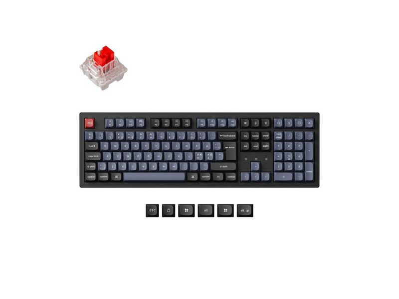 Keychron K10 Pro QMK/VIA Wireless RGB Hot Swap K Pro Red - Gaming Tastatur - Full-Size - Nordic ISO - Schwarz