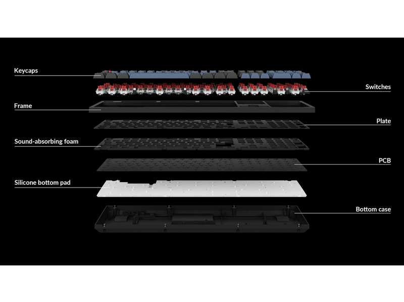 Keychron K10 Pro QMK/VIA Wireless RGB Hot Swap K Pro Brown - Gaming Tastatur - Full-Size - Nordic ISO - Schwarz