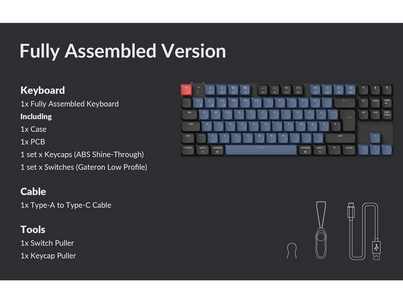 Keychron K1 Pro QMK/VIA Wireless RGB Hot Swap Low Profile Red - Gaming Tastatur (TKL) - 80% - Nordic ISO - Schwarz