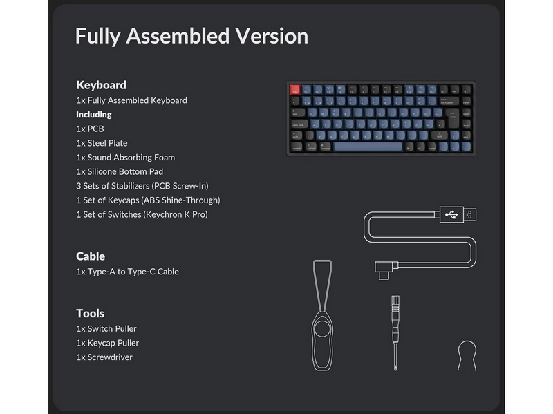 Keychron K2 Pro QMK/VIA Wireless RGB Hot Swap K Pro Brown - Gaming Tastatur (TKL) - 75% (compact TKL - Alice) - Nordic ISO - Schwarz