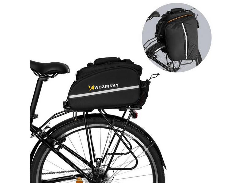 Wozinsky large bike rack bag 35l + rain cover black (WBB19BK)