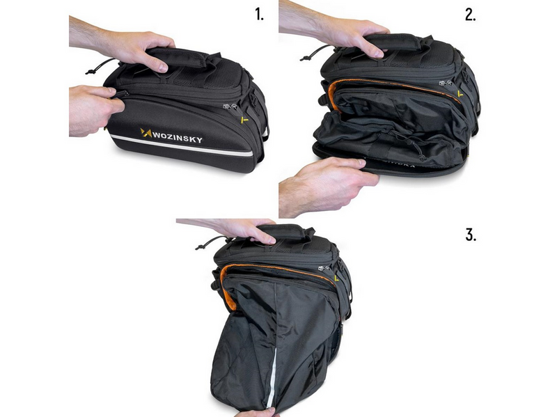 Wozinsky large bike rack bag 35l + rain cover black (WBB19BK)
