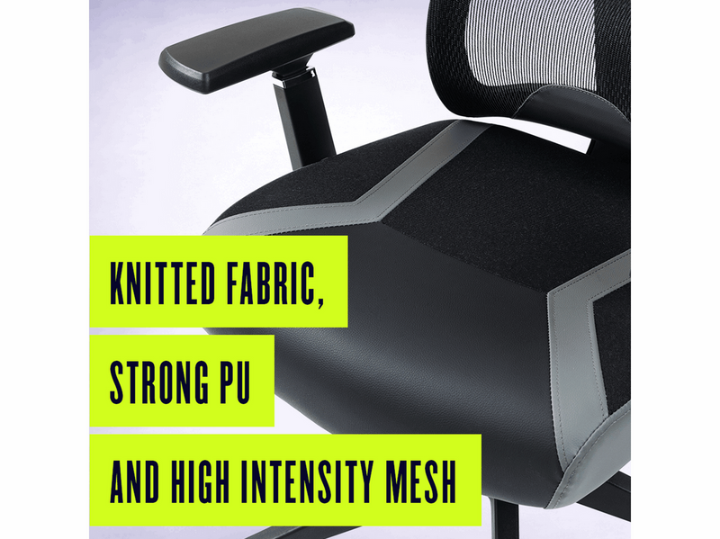 L33T FuzionX Ergo Gaming Stuhl - Grau - Mesh fabric - Bis zu 120 kg
