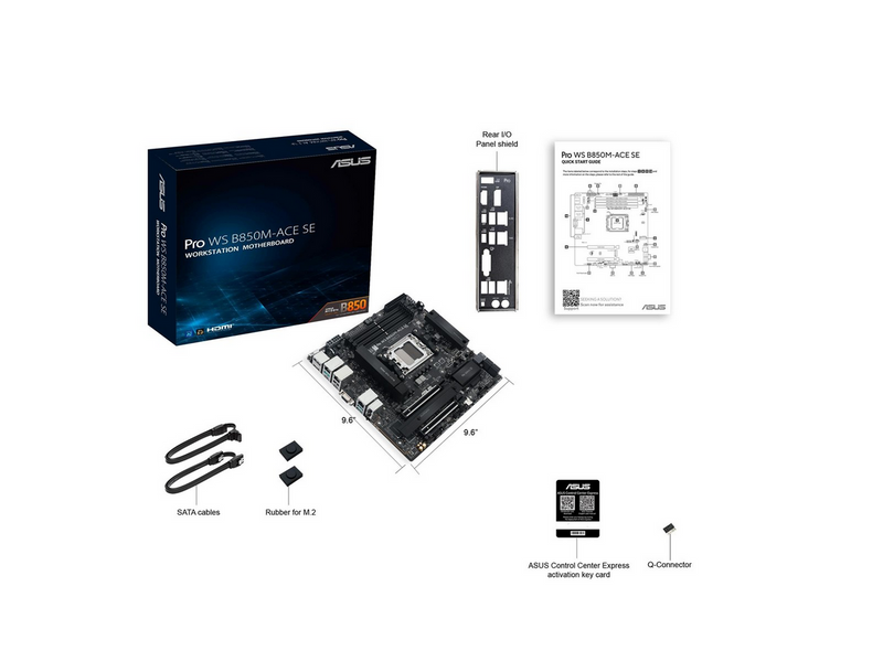 ASUS Pro WS B850M-ACE SE Mainboard - AMD B850 - AMD AM5 - DDR5 RAM - Micro-ATX
