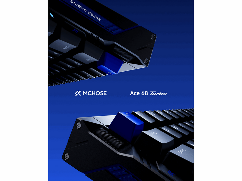 MCHOSE Ace 68 Turbo (Cyber Black) - Gaming Tastatur (TKL) - 65% - Englisch (US) - Schwarz