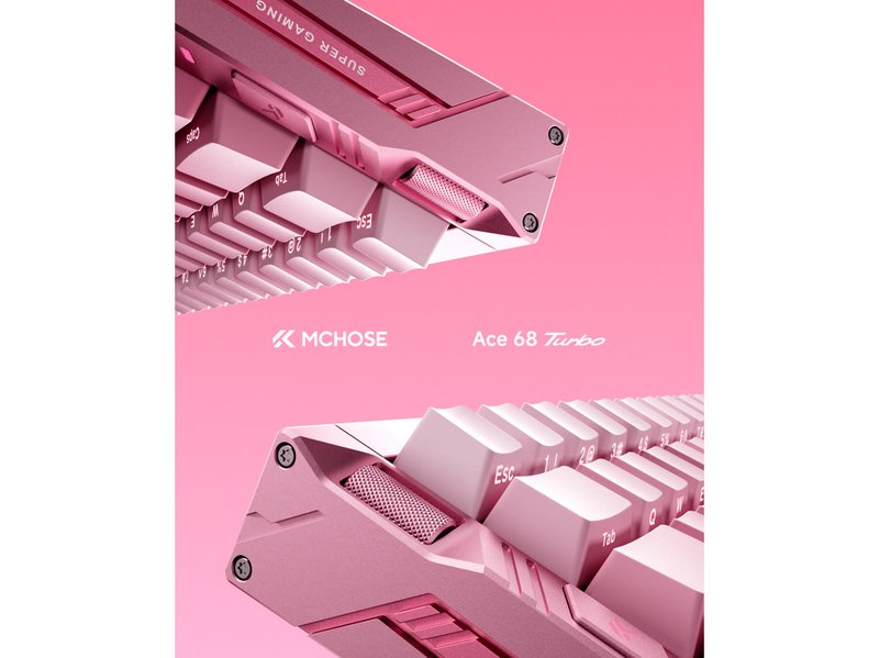 MCHOSE Ace 68 Turbo (Peachy Pink) - Gaming Tastatur (TKL) - 65% - Englisch (US) - Pink