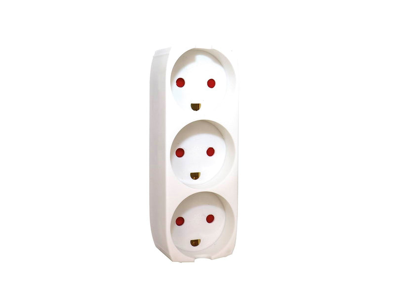 Gripo Socket with 3 outlets and earth, White