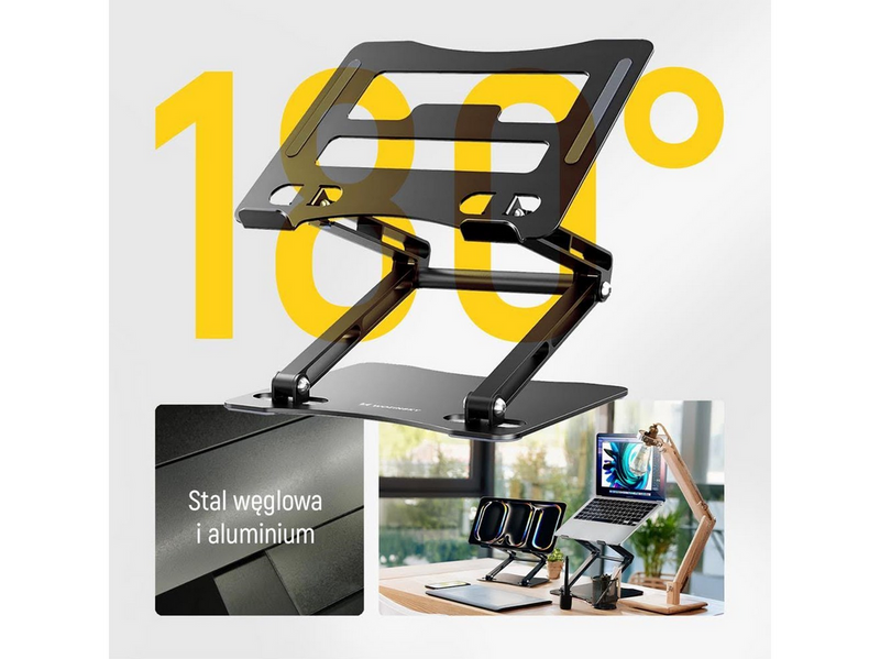 Wozinsky WRS-CPY75DSB Aluminum Laptop and Tablet Stand + Smartphone Stand - Black