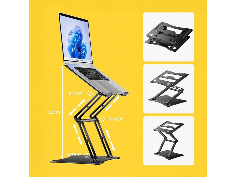 Wozinsky WRS-CPY75DSB Aluminum Laptop and Tablet Stand + Smartphone Stand - Black