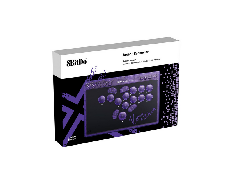 8BitDo Arcade - Transparant Purple - Wireless Arcade stick - PC