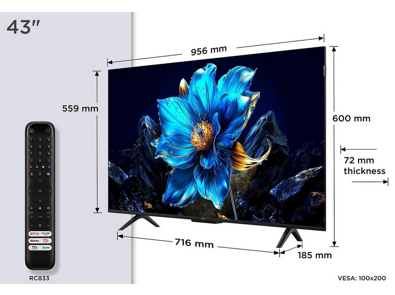 TCL 43" Flachbild TV LED 4K 43P7K P7K Series - 43" Class (42.5" viewable) LED-backlit LCD TV - QLED - 4K