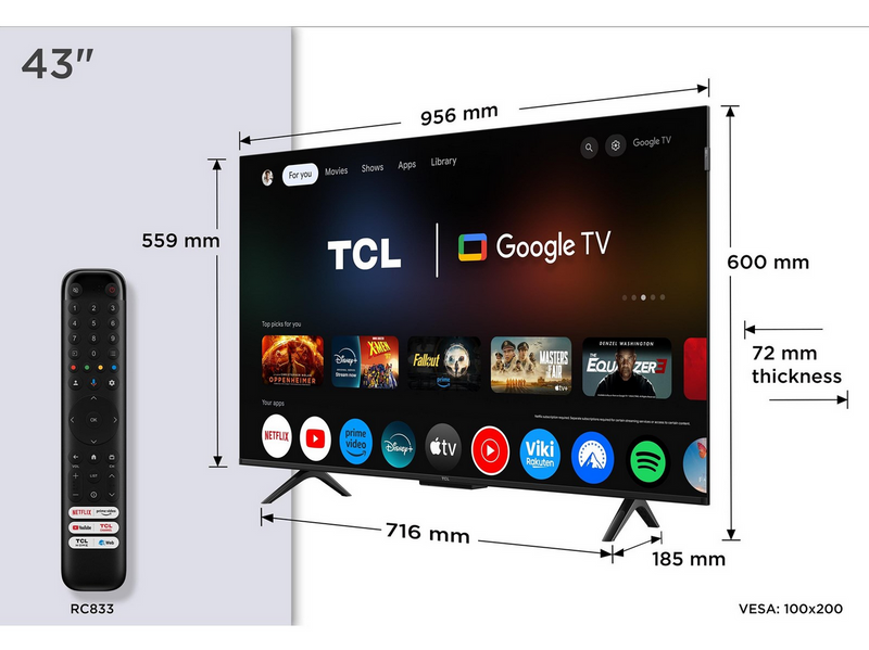 TCL 43" Flachbild TV LED 4K 43P7K P7K Series - 43" Class (42.5" viewable) LED-backlit LCD TV - QLED - 4K
