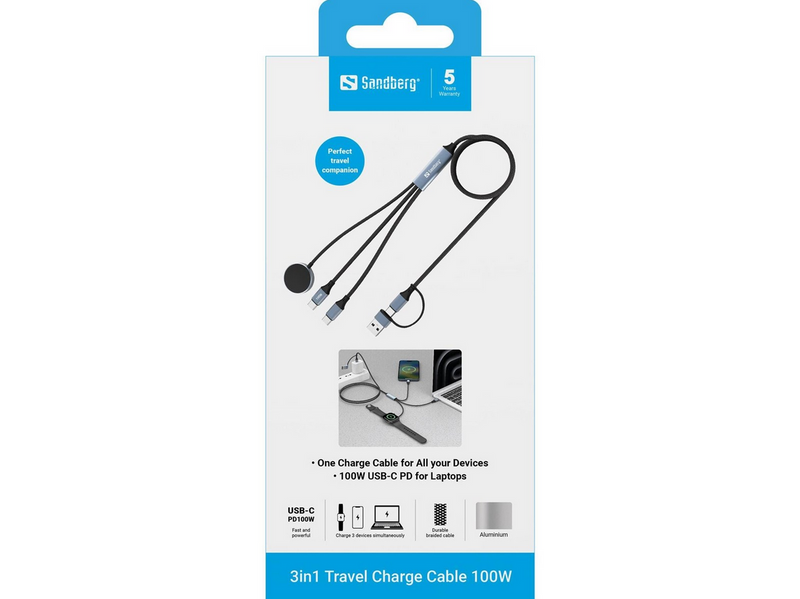 Sandberg 3in1 Travel Charge 100W Cable