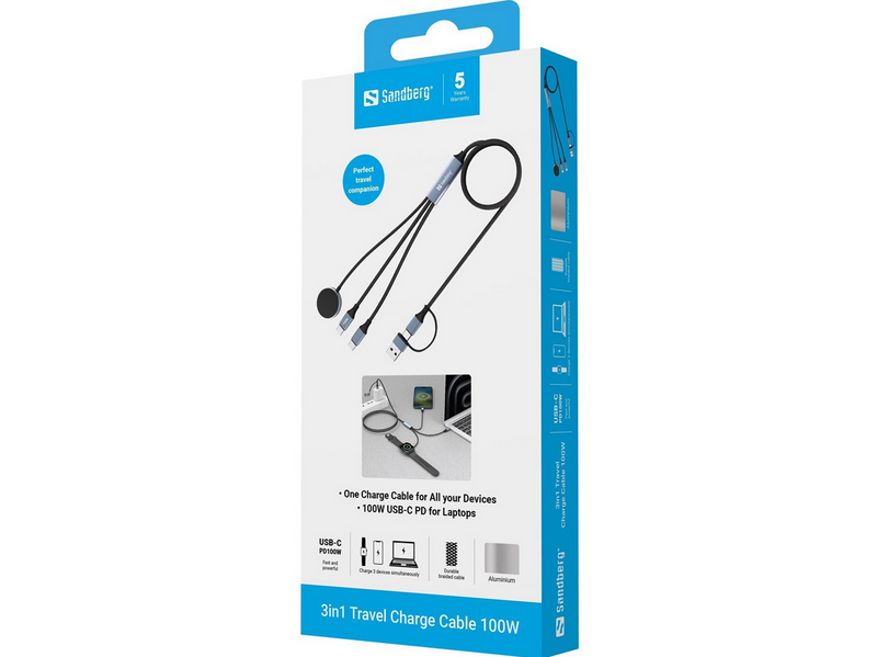 Sandberg 3in1 Travel Charge 100W Cable