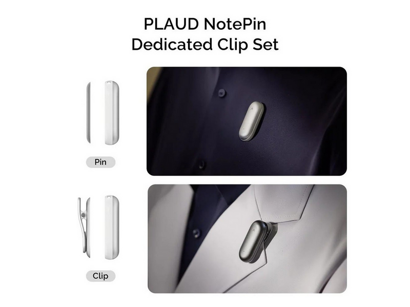 PLAUD NotePin Clip and Magnetic Pin - Cosmic Grey