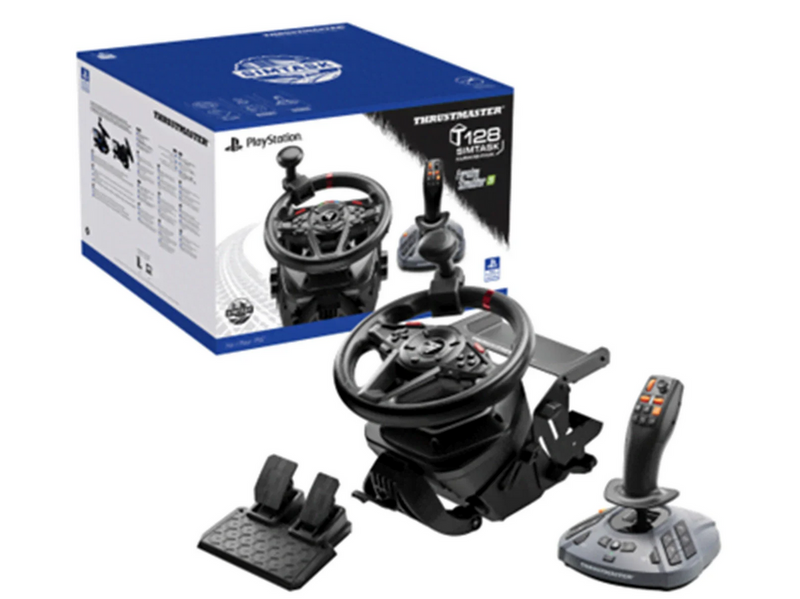 Thrustmaster T128-P - SimTask Farming Pack - PS5 - Wired Lenkrad & Pedale Set - Sony PlayStation 4