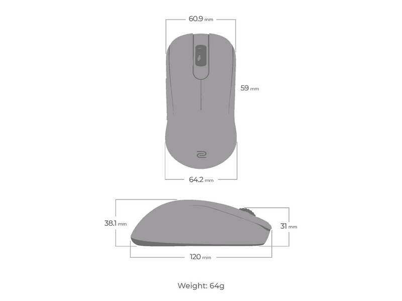 BenQ ZOWIE S2-DW (Small) Wireless Mouse for Esports - Gaming Maus (Weiß)