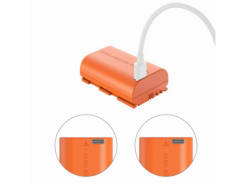 SmallRig 5407 Camera Battery USB-C Rechargeable Canon LP-E6P Orange