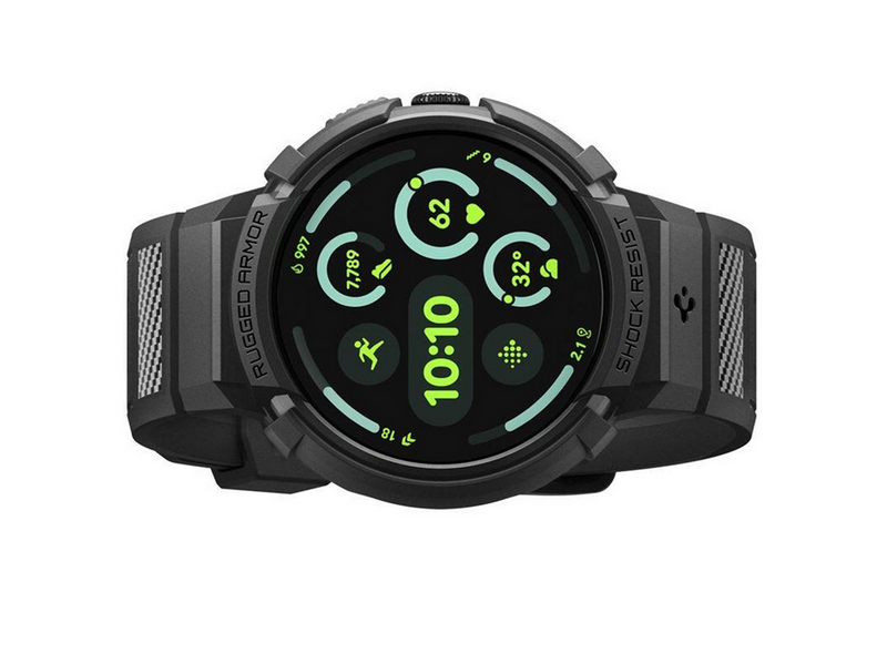 Spigen Rugged Armor Pro + Stand - matte black - Google Pixel Watch 4 45mm