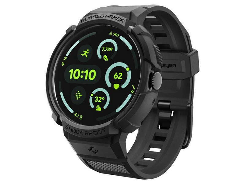 Spigen Rugged Armor Pro + Stand - matte black - Google Pixel Watch 4 45mm