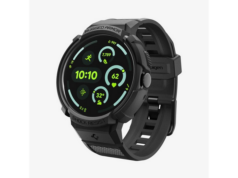 Spigen Rugged Armor Pro + Stand - matte black - Google Pixel Watch 4 45mm