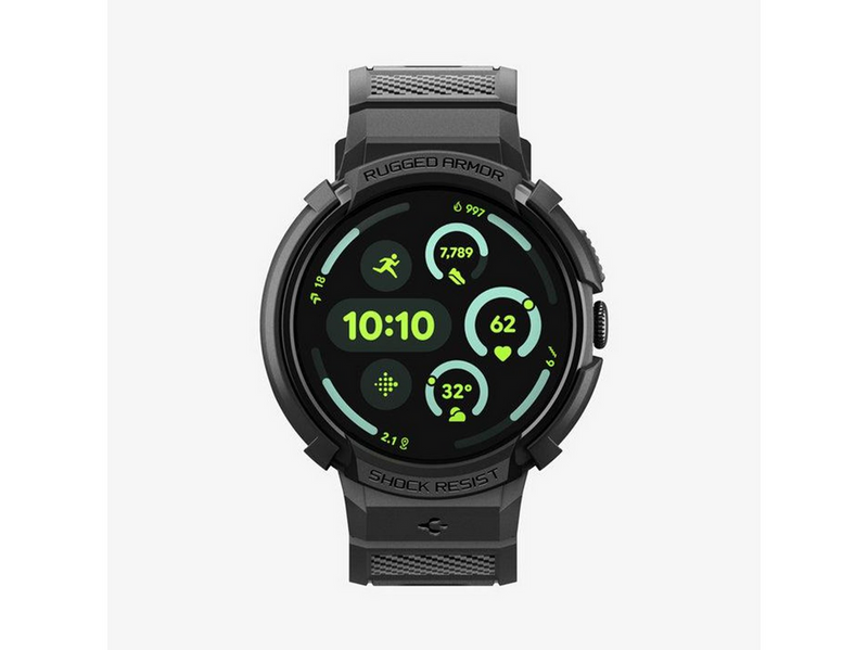 Spigen Rugged Armor Pro + Stand - matte black - Google Pixel Watch 4 45mm