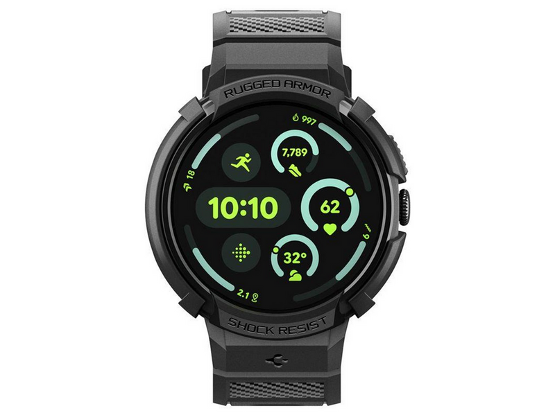 Spigen Rugged Armor Pro + Stand - matte black - Google Pixel Watch 4 45mm