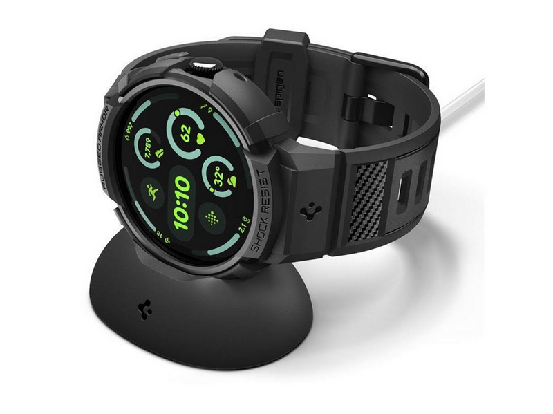 Spigen Rugged Armor Pro + Stand - matte black - Google Pixel Watch 4 45mm