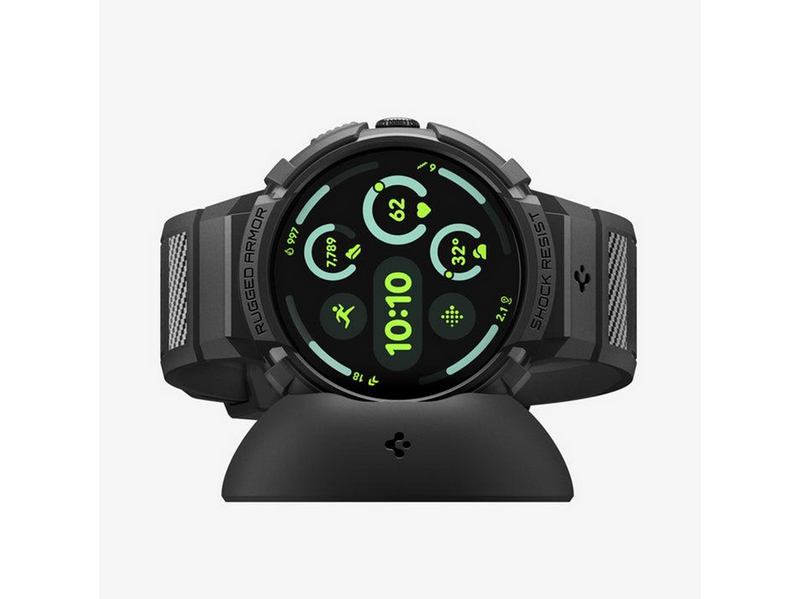 Spigen Rugged Armor Pro + Stand - matte black - Google Pixel Watch 4 45mm