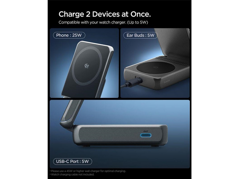 Spigen Essential MagSafe 2-in-1+C Wireless Charger EF302MOQ - black