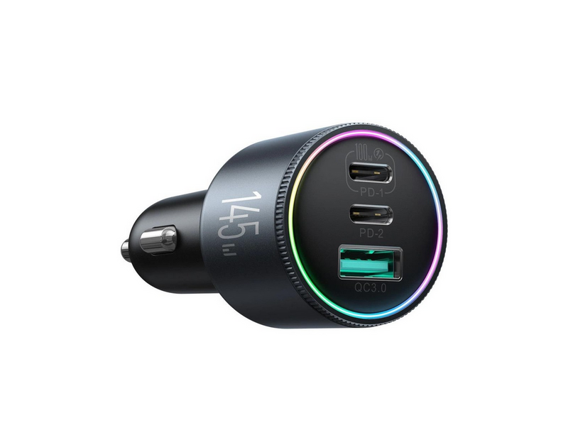 Joyroom JR-CCN07 145W Car Charger 2xUSB-C USB-A + 100W USB-C Cable - Dark Grey