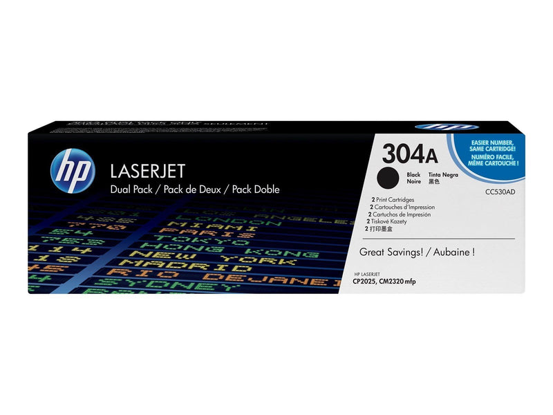 HP 304A / CC530AD Black Toner 2-Pack - Tonerpatrone Schwarz